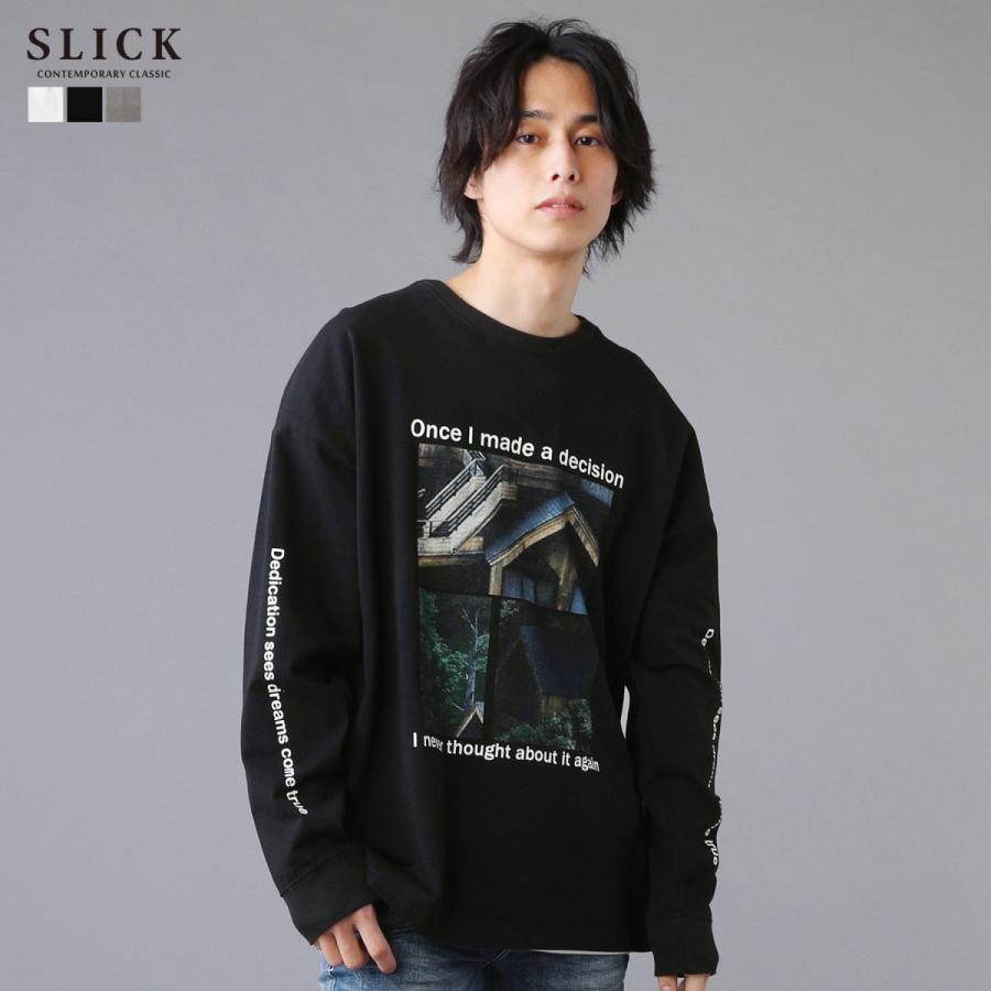 Tシャツ メンズ 長袖 ロングスリーブ カットソー M L バックプリント