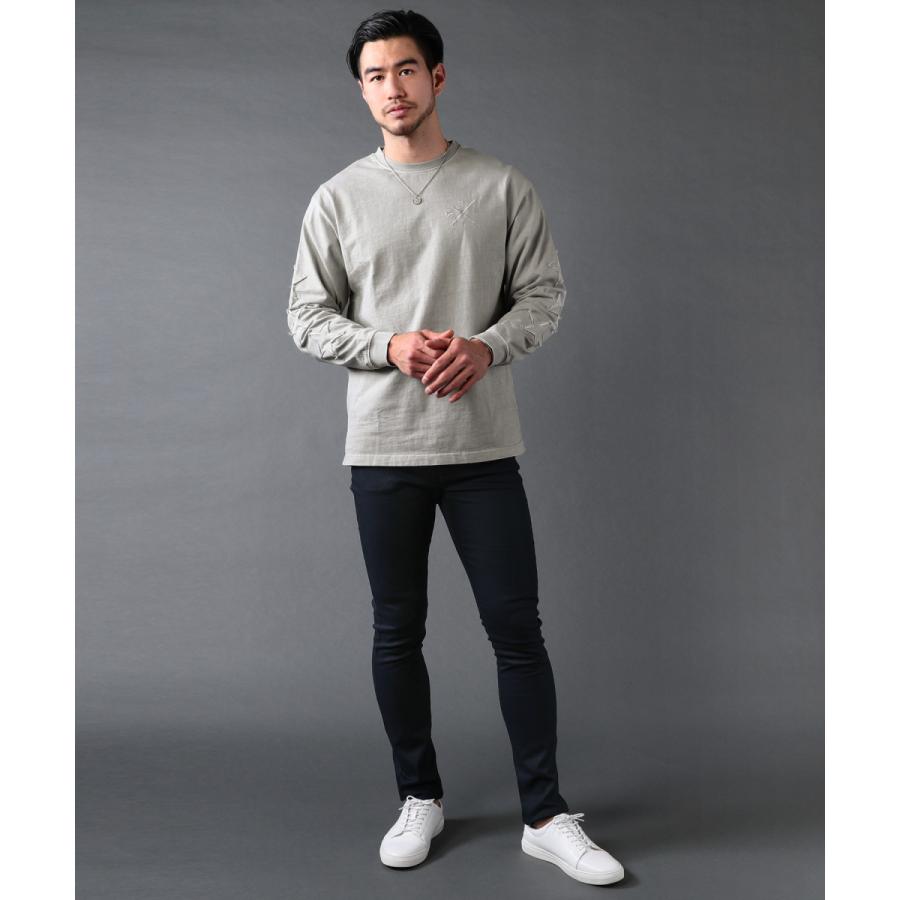 カットソー メンズ 袖星 ワッペン ピグメント ロンt クルーネック Tシャツ ホワイト グレージュ ピンク Buy Sputnicks スプートニクス 通販 Yahoo ショッピング