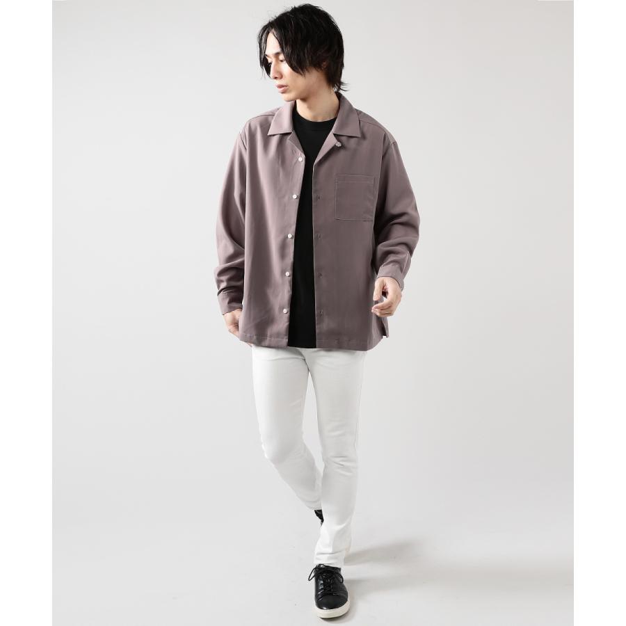オープンカラーシャツ メンズ オープンカラー シャツ 長袖 M L