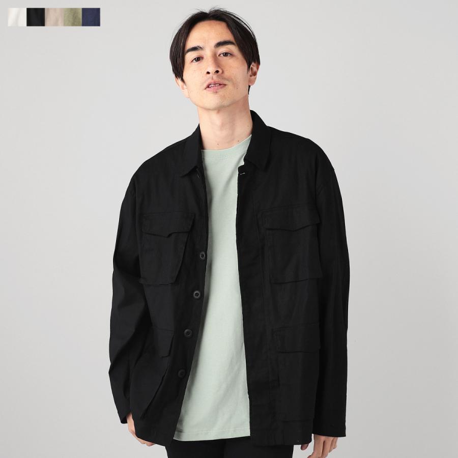 ミリタリージャケット ライトアウター メンズ 綿麻 コットンリネン ストレッチ 伸縮性 長袖 無地 春 春服 夏 夏服 秋 秋服 Buy Sputnicks スプートニクス 通販 Yahoo ショッピング