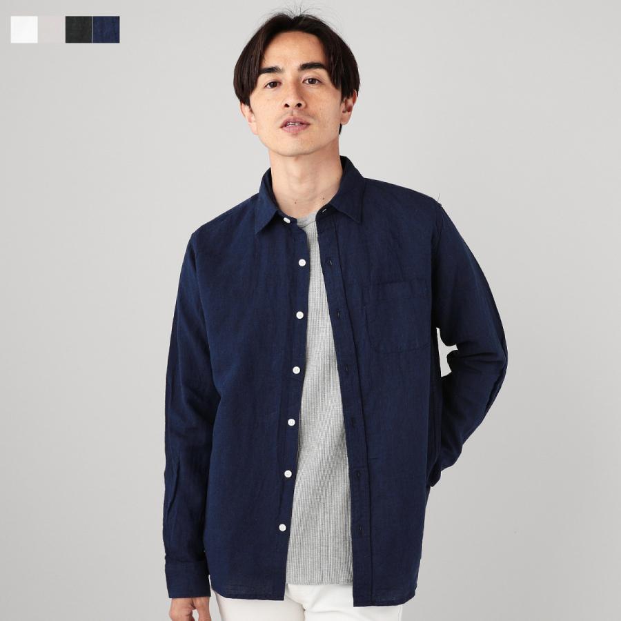 シャツ トップス メンズ フレンチリネン 100 長袖 シャツ フランス産 リネン カジュアル シンプル 長袖 無地 麻 リネン Buy Sputnicks スプートニクス 通販 Yahoo ショッピング