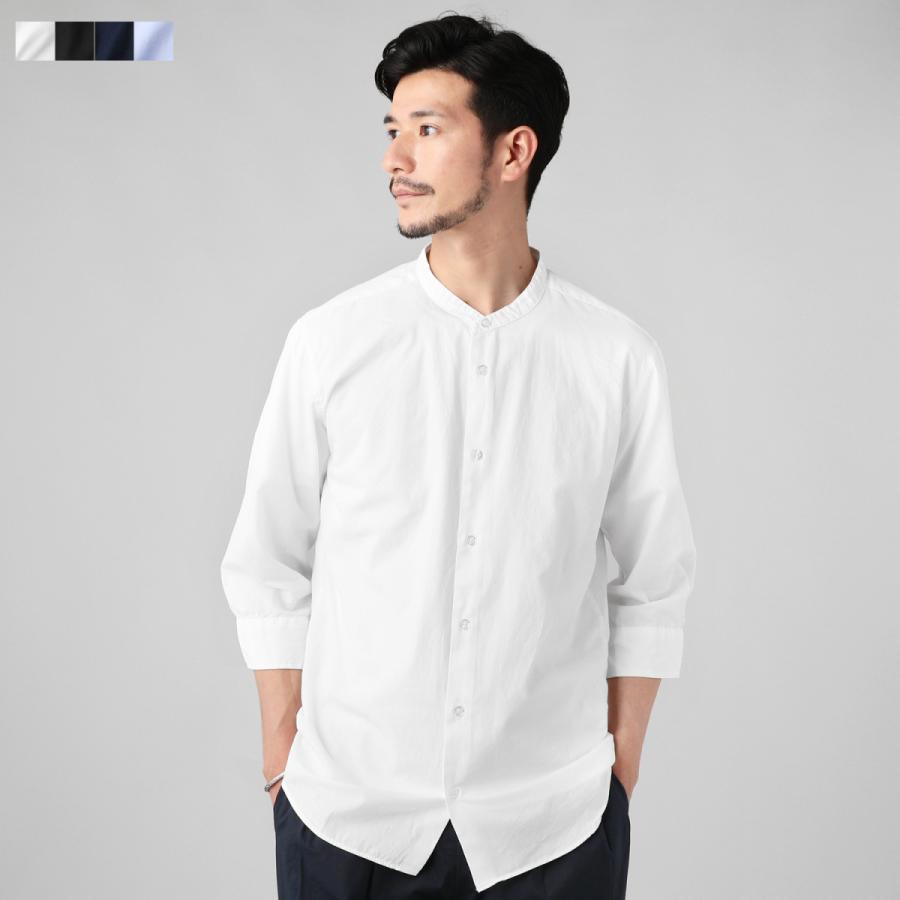 シャツ ノーカラーシャツ カジュアルシャツ メンズ 日本製 国産 ブロード ナノファイン 制菌加工 七分袖 無地 春 夏 秋 冬 春服 夏服 秋服 冬服 オールシーズン Buy Sputnicks スプートニクス 通販 Yahoo ショッピング