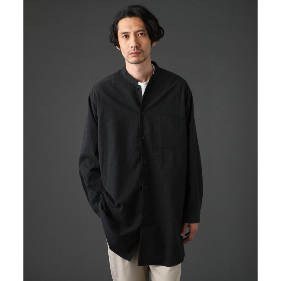 Paul Harnden シャツジャケット シャツ コート メンズ 冬 ロング バンドカラー ウール 毛 長袖 13683