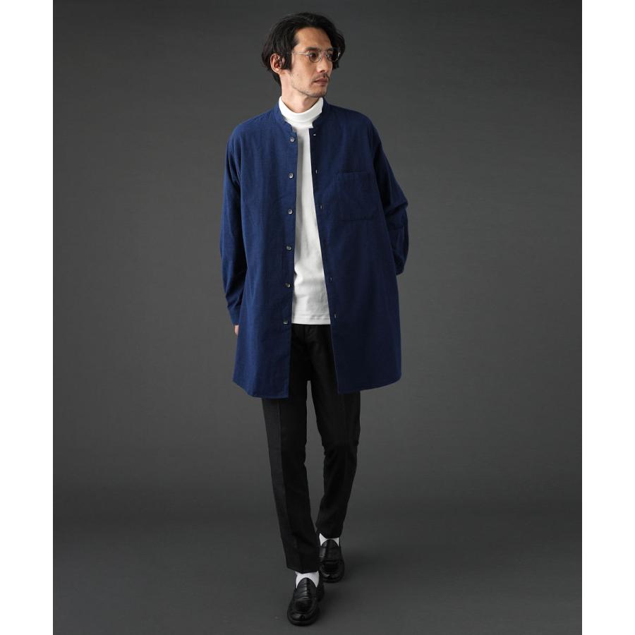 Paul Harnden シャツジャケット シャツ コート メンズ 冬 ロング バンドカラー ウール 毛 長袖 13683