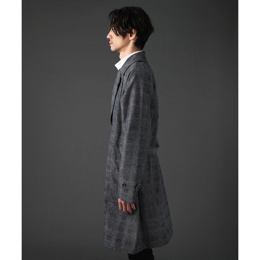タイロッケンコート ロングコート メンズ ジャカード柄 チェック柄