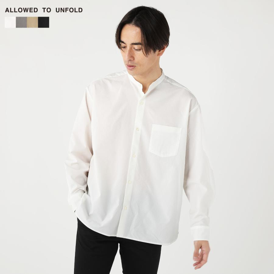 シャツ バンドカラー バンドカラーシャツ メンズ 長袖 ソロテックス