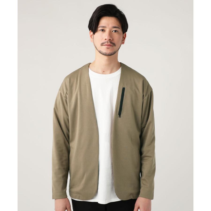 ジャケット メンズ 春 冬 長袖 カラーレス ノーカラー ポンチ
