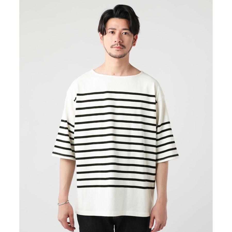 バスクシャツ カットソー Tシャツ メンズ 半袖 ボートネック 綿