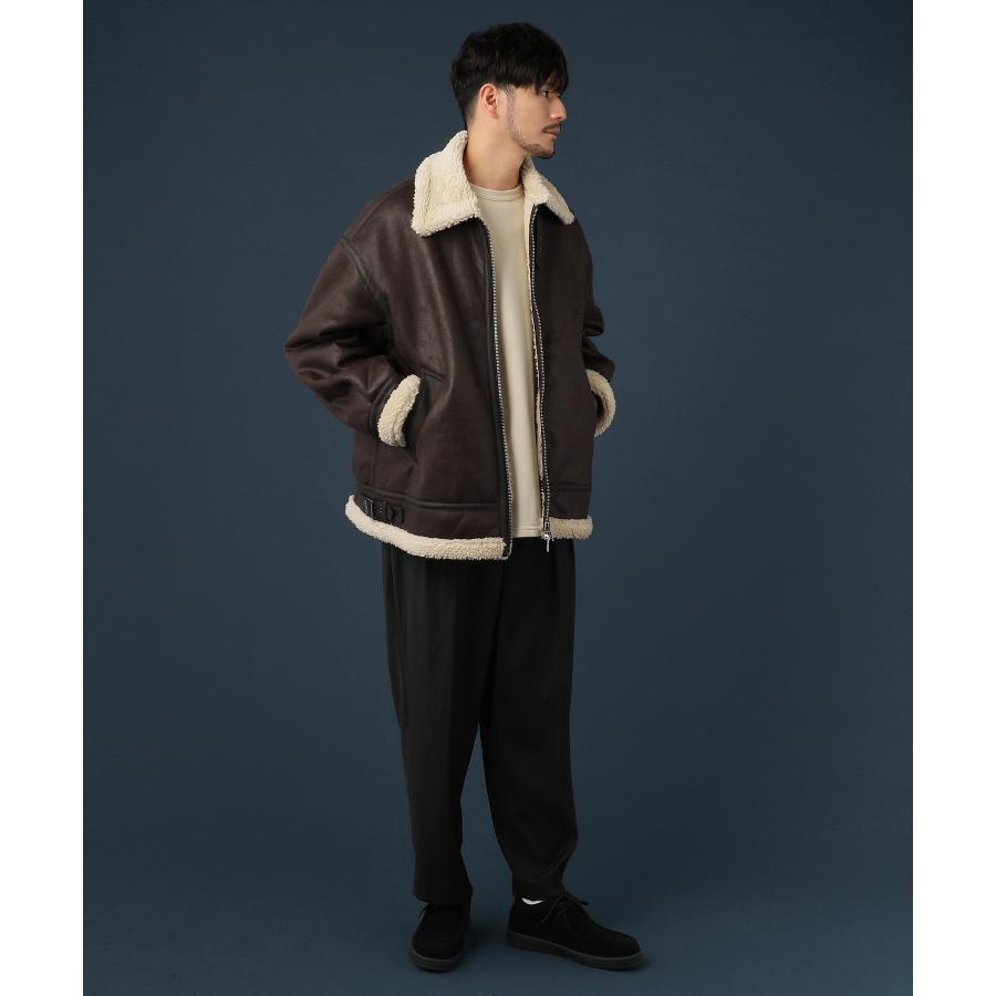 SLICK メンズ 秋 冬 シンセティックレザー ムートン B3フライト SLICK メンズ 秋 冬 シンセティックレザー ムートン B3フライト