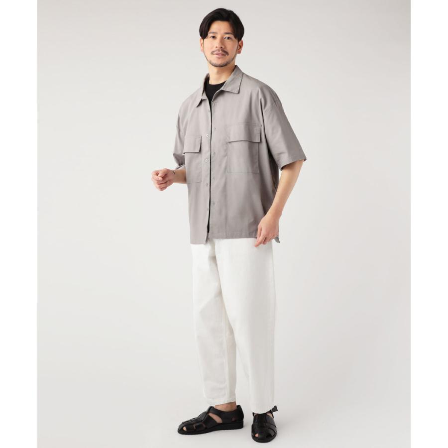 シャツ オープンカラーシャツ メンズ 綿 麻 レーヨン フラップポケット