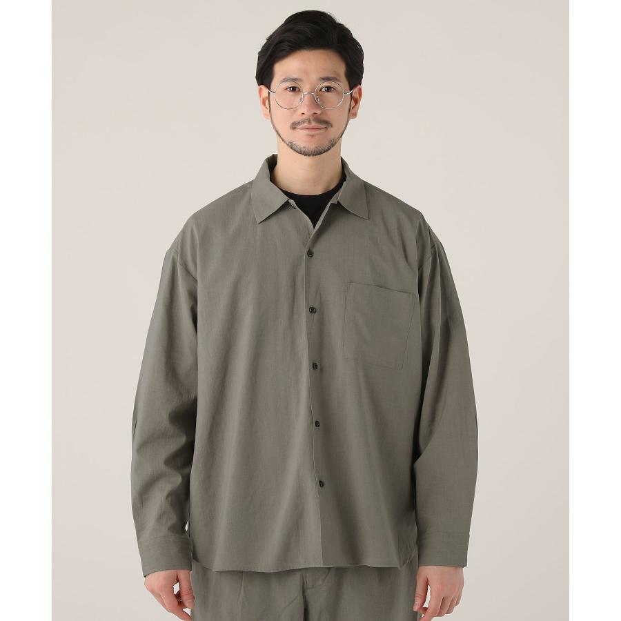 シャツ レギュラーシャツ 長袖シャツ メンズ テックリネン ワイド