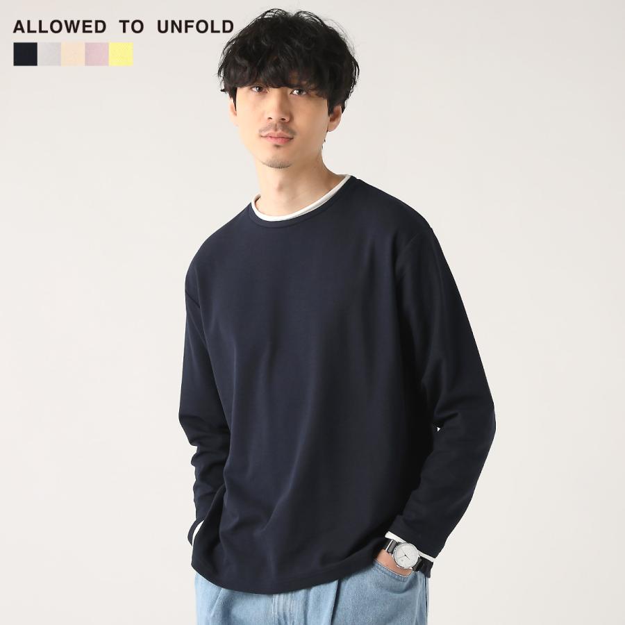 カットソー Tシャツ トップス メンズ 秋 秋服 鹿の子 ロールアップ