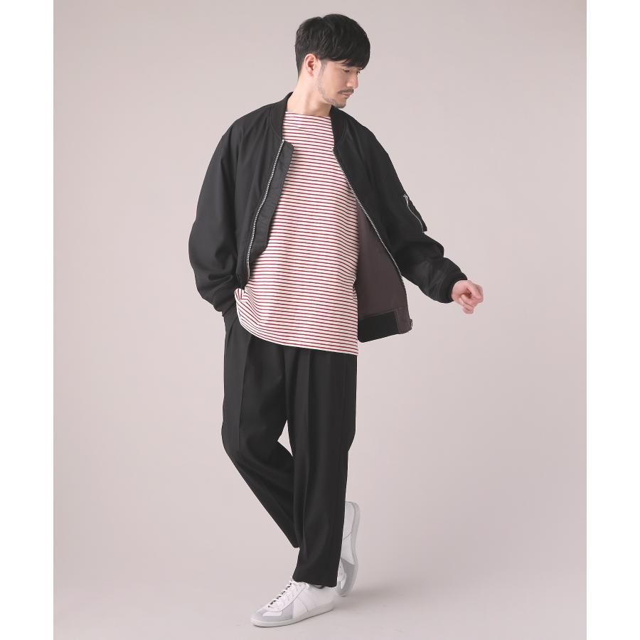 美品 ルフィル ドライタッチ オーバーサイズ スリット ボーダー バスクシャツ SLICK（スリック） カットソー バスクシャツ ドライコットン 綿100