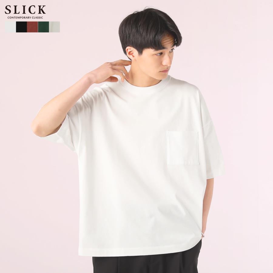 SLICK（スリック） Tシャツ メンズ カットソー 半袖 クルーネック 胸