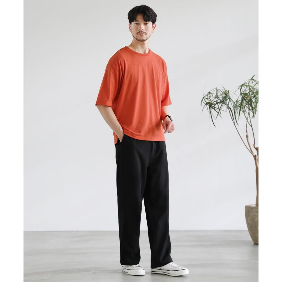 Tシャツ カットソー メンズ 夏 接触冷感 サイドスリット 半袖 5分袖