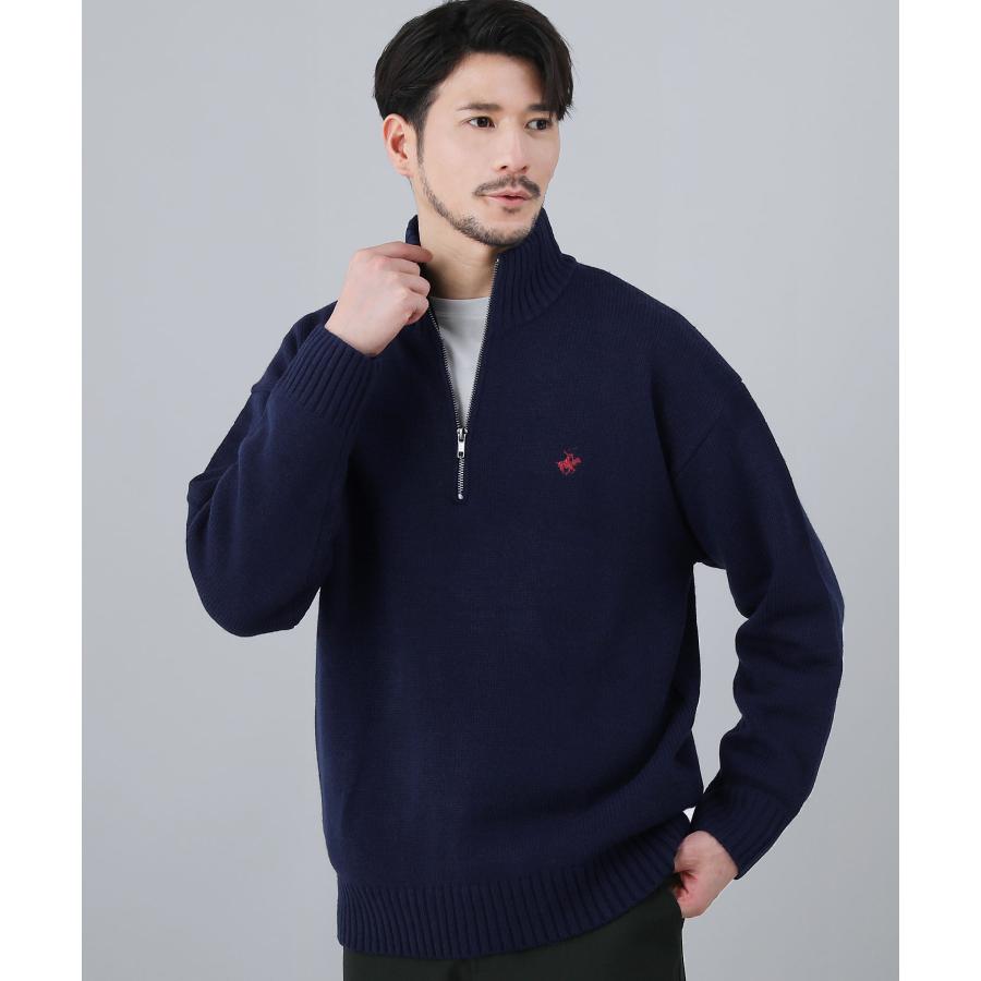 BEVERLY HILLS POLO CLUB ニット メンズ ハーフジップ 長袖 刺繍 BEVERLY HILLS POLO CLUB ニット メンズ ハーフジップ 長袖 刺繍