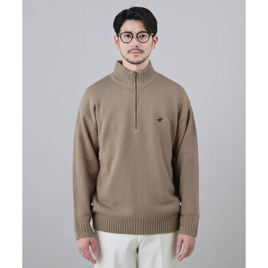BEVERLY HILLS POLO CLUB ニット メンズ ハーフジップ 長袖 刺繍