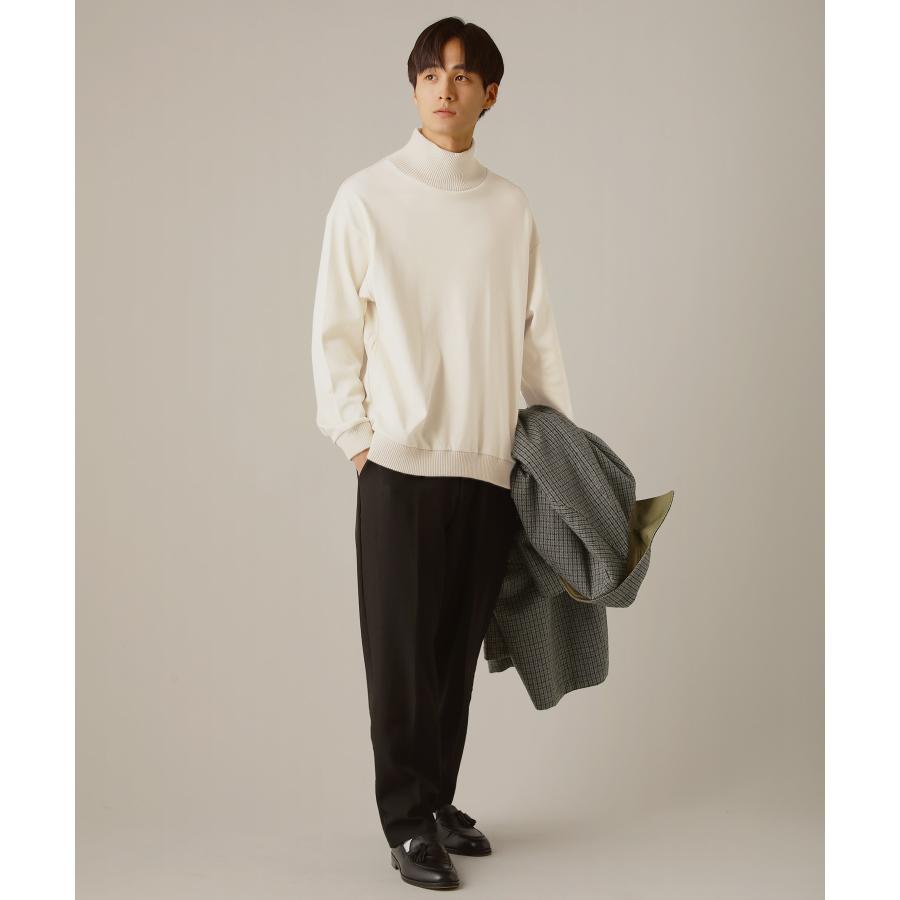 SLICK タートルネック トップス メンズ 秋 冬 秋服 冬服 CVC ポンチ ハイネック リブ 長袖 アイボリー M L ...