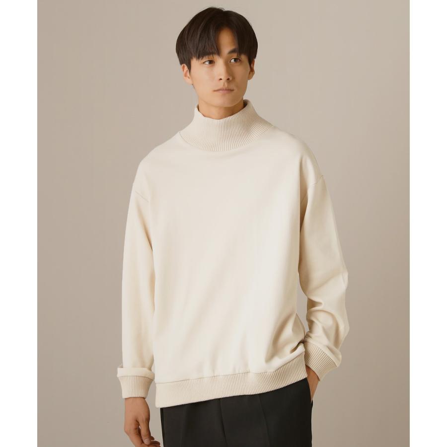 SLICK タートルネック トップス メンズ 秋 冬 秋服 冬服 CVC ポンチ ハイネック リブ 長袖 アイボリー M L ...