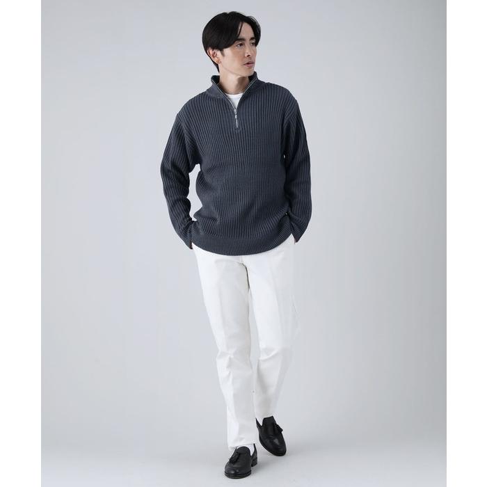 ハーフジップニット 長袖 メンズ リブ編み M L : SPUTNICKS