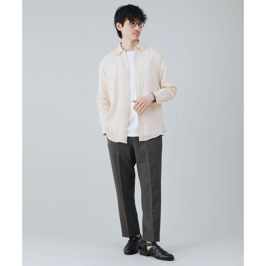 リネンシャツ レギュラーカラー カジュアルシャツ メンズ 麻100