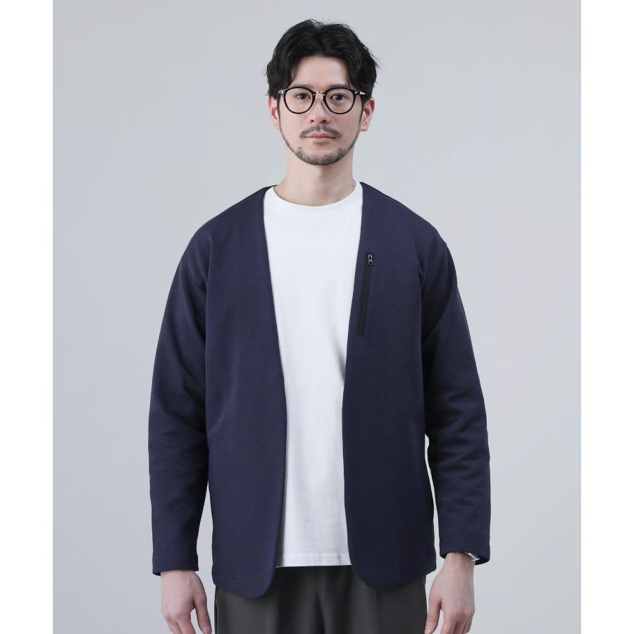 カーディガン ノーカラージャケット メンズ 接触冷感 ポンチ 綿 カーディガン ノーカラージャケット メンズ 接触冷感 ポンチ 綿