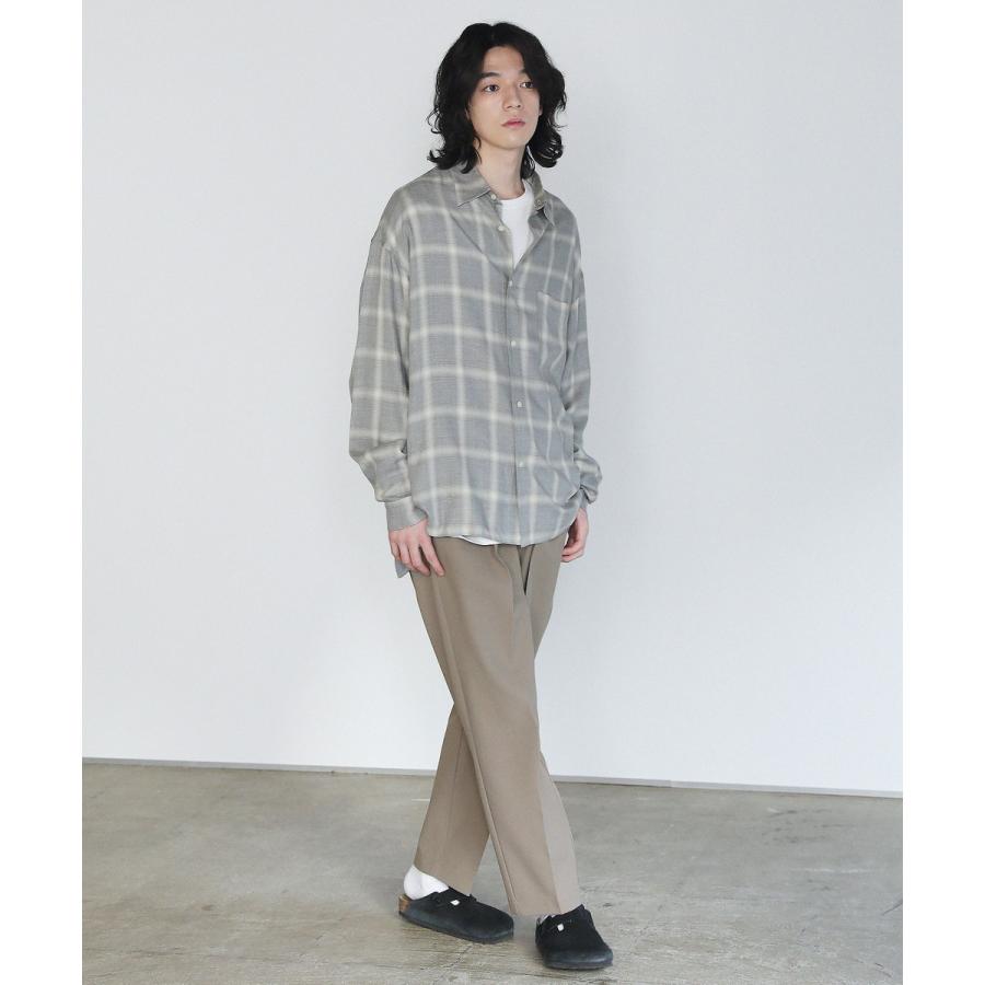 SLICK（スリック） オンブレチェックレギュラーカラースリットレーヨン