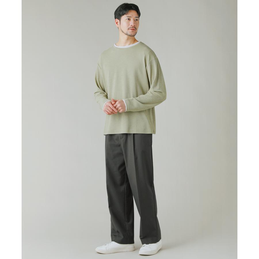 カットソー トップス メンズ 春 夏 フェイクレイヤード 長袖 スラブ