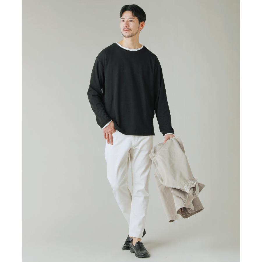 カットソー トップス メンズ 春 夏 フェイクレイヤード 長袖 スラブ