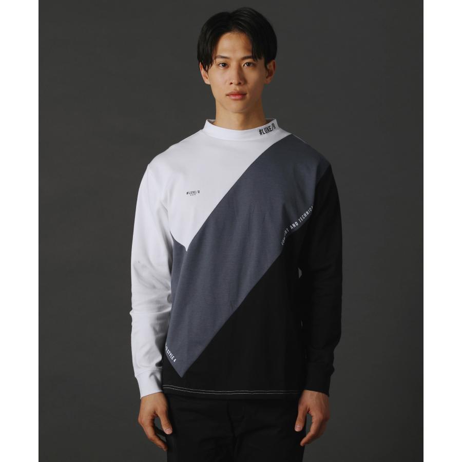 LUXE/R - ゴルフ御召しもの カットソー メンズ 長袖 ハイネック CVCスムース うつり変わり ゴルフ 形づくる 伸縮性 透け透け 色彩設計 伸ばすこと 45936