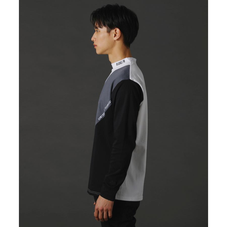 LUXE/R - ゴルフ御召しもの カットソー メンズ 長袖 ハイネック CVCスムース うつり変わり ゴルフ 形づくる 伸縮性 透け透け 色彩設計 伸ばすこと 45936