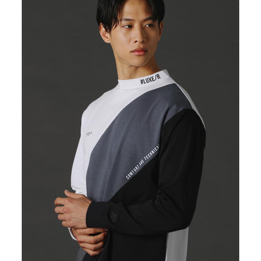 LUXE/R - ゴルフ御召しもの カットソー メンズ 長袖 ハイネック CVCスムース うつり変わり ゴルフ 形づくる 伸縮性 透け透け 色彩設計 伸ばすこと 45936