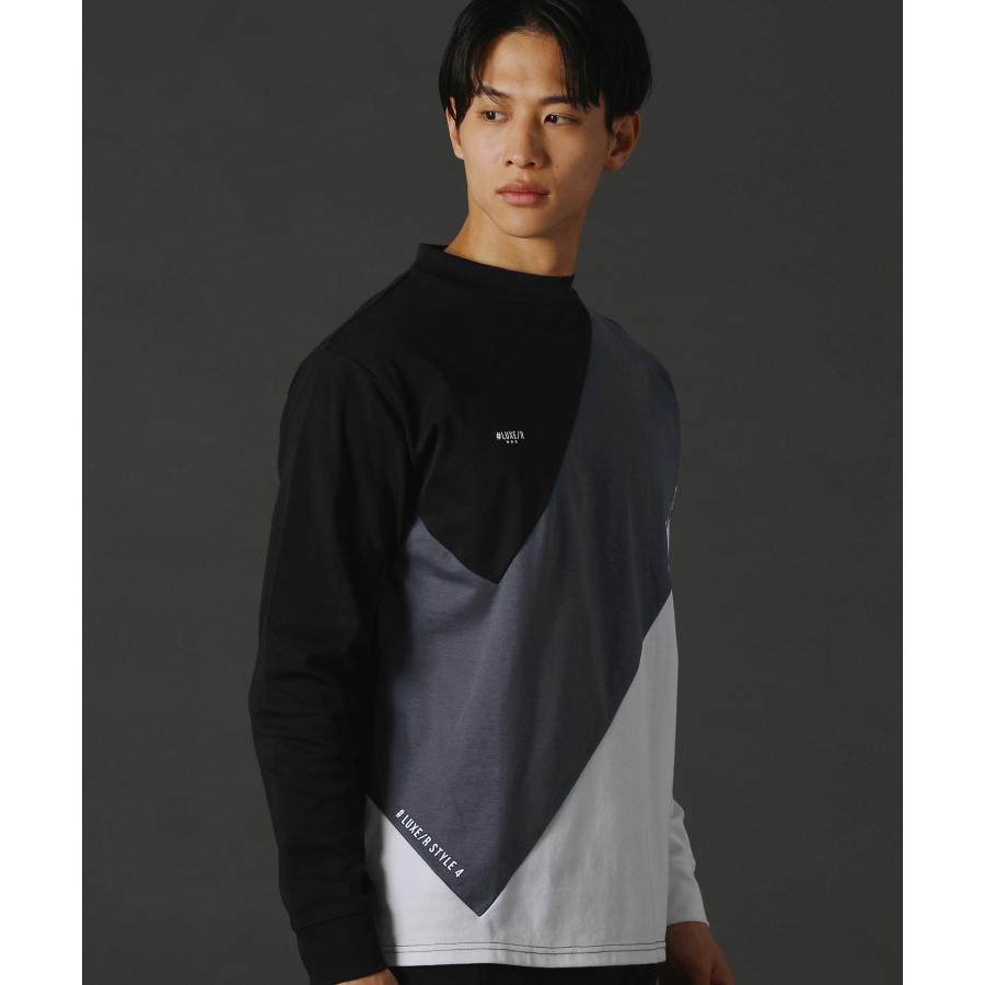 LUXE/R - ゴルフ御召しもの カットソー メンズ 長袖 ハイネック CVCスムース うつり変わり ゴルフ 形づくる 伸縮性 透け透け 色彩設計 伸ばすこと 45936