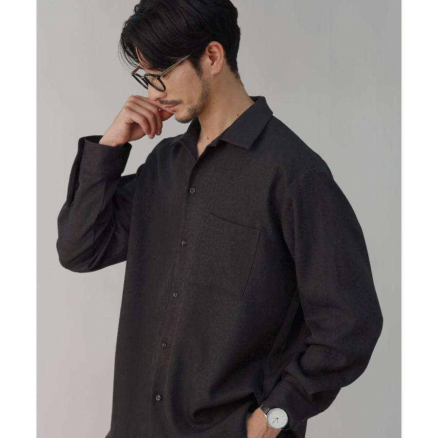 シャツ トップス メンズ オープンカラー LANATEC(R) LEI ウールライク