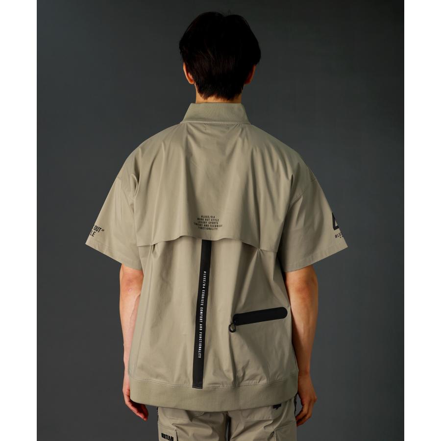 新品 訳あり ハーフジップ半袖ハイネックシャツ L カーキ LUXE/R（ラグジュ） 【セットアップ対応】 ゴルフ メンズ ハーフジップ