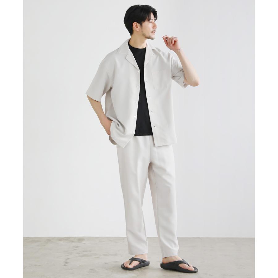 Aya【2点セット】①テーパーパンツ&②リネンシャツ セットアップ対応]ストレッチテーパードパンツ/洗える(フル