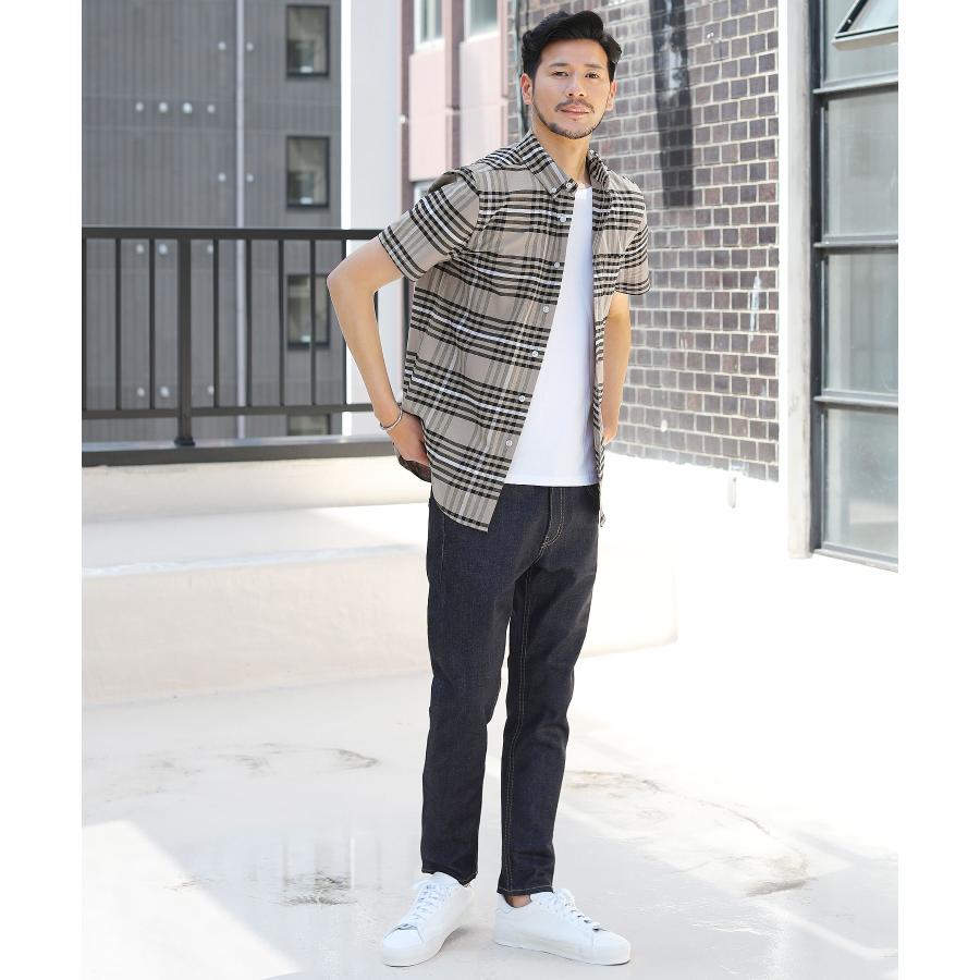 シャツ メンズ 七分袖 半袖シャツ オックスフォードシャツ ストレッチ