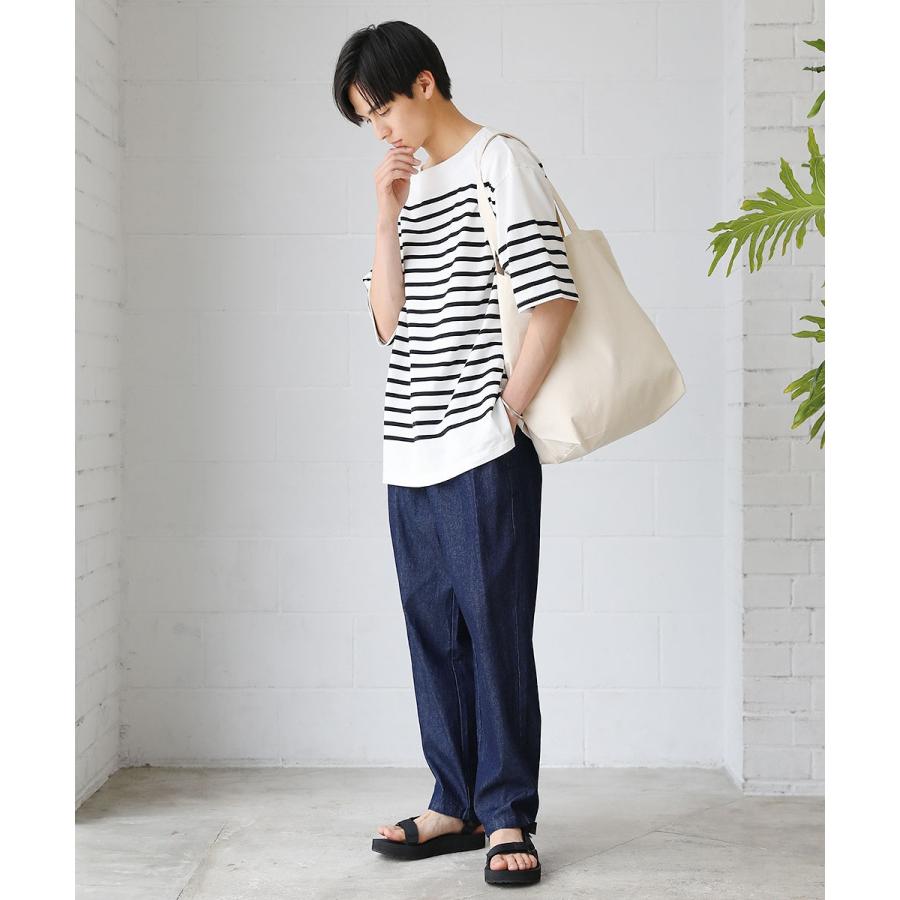 シェフパンツ デニムパンツ メンズ ワイドテーパード イージーパンツ