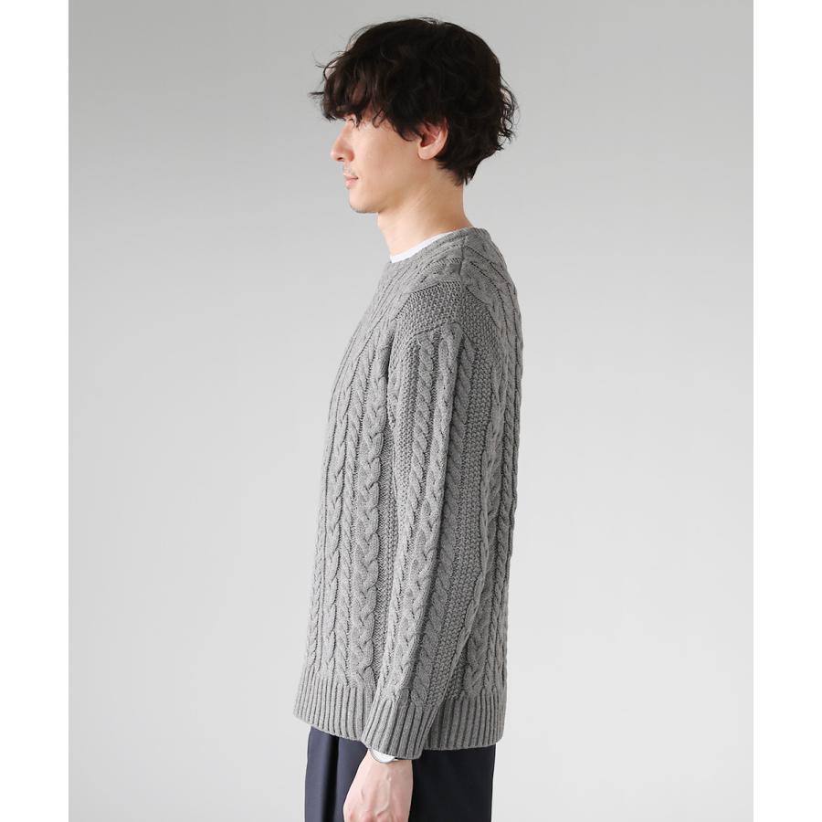 SPU（スプ） ニット メンズ ケーブルニット セーター ケーブル 総編み