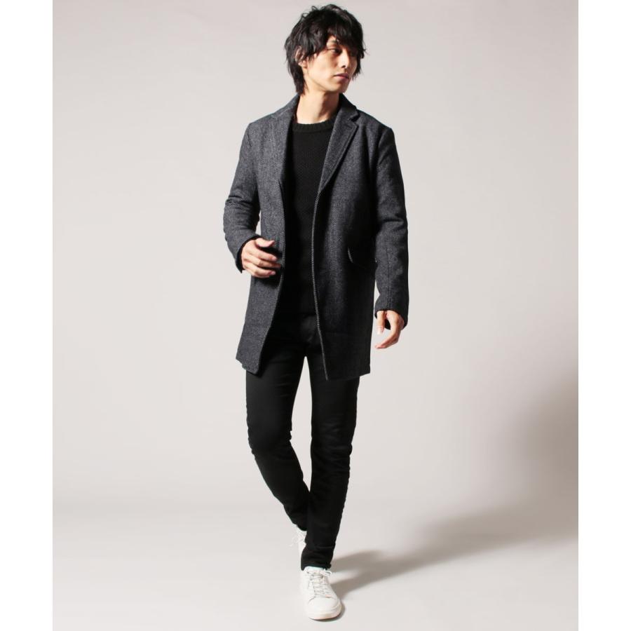 チェスターコート メンズ 秋 冬 先染め ウール メルトン チェスター