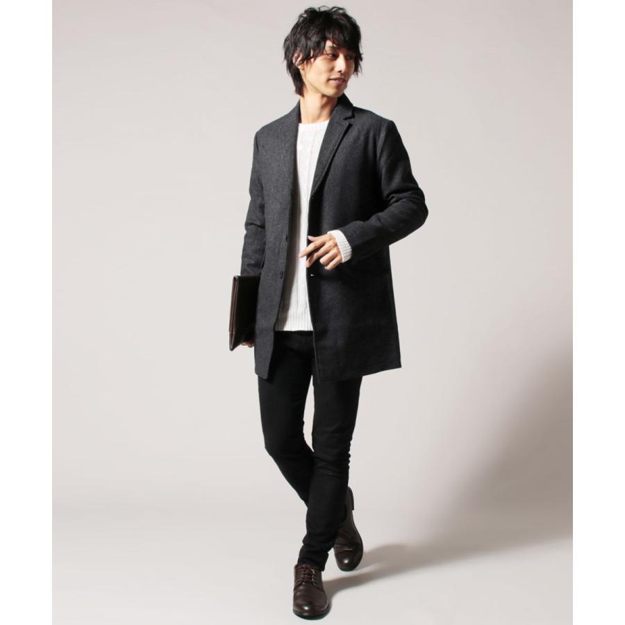 チェスターコート メンズ 秋 冬 先染め ウール メルトン チェスター