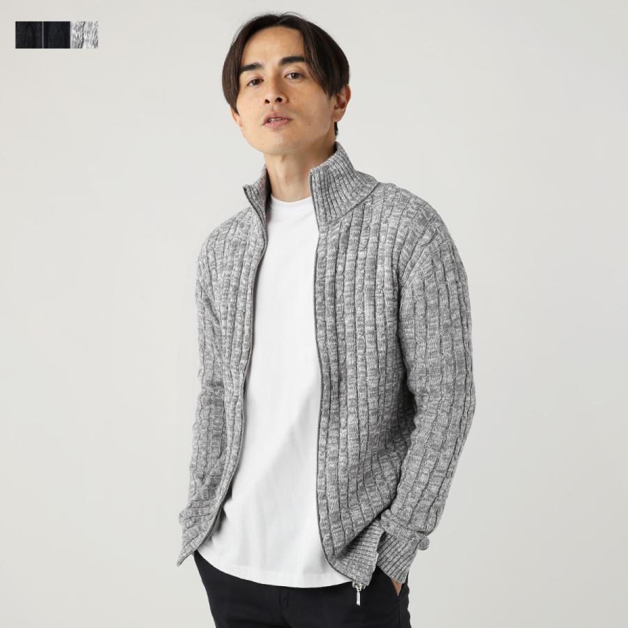 ニット カーディガン ジャケット ニット メンズ 秋 冬 秋服 冬服 コットン ケーブル編み ハイネック Zip ジップ 綿100 Spu スプ M L Spu Sputnicks スプートニクス 通販 Yahoo ショッピング