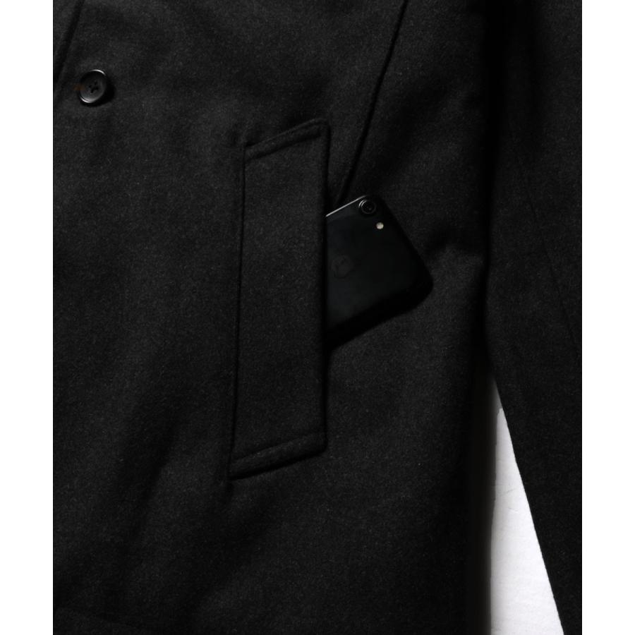 コート メンズ 秋 冬 WOOL 700G 30％ メルトン フード JKT マリン