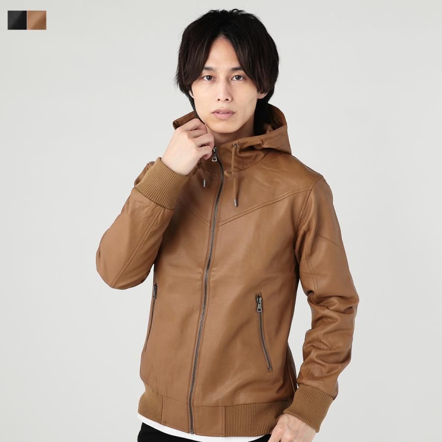 ジャケット アウター メンズ Puレザー フード ボリュームネック リブ 無地 ブラック キャメル M L 春 秋 冬 春服 秋服 冬服 Spu0721 Sputnicks スプートニクス 通販 Yahoo ショッピング