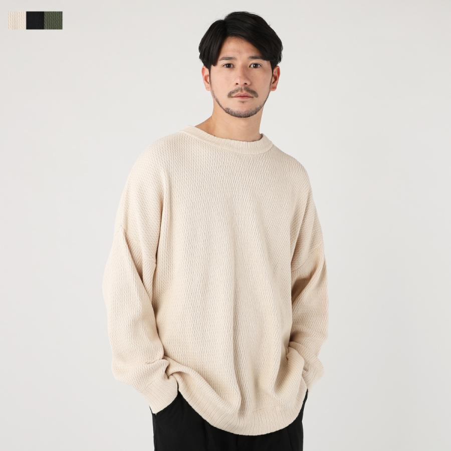 ニット メンズ 冬 ワッフル 長袖 ビッグシルエット : SPUTNICKS