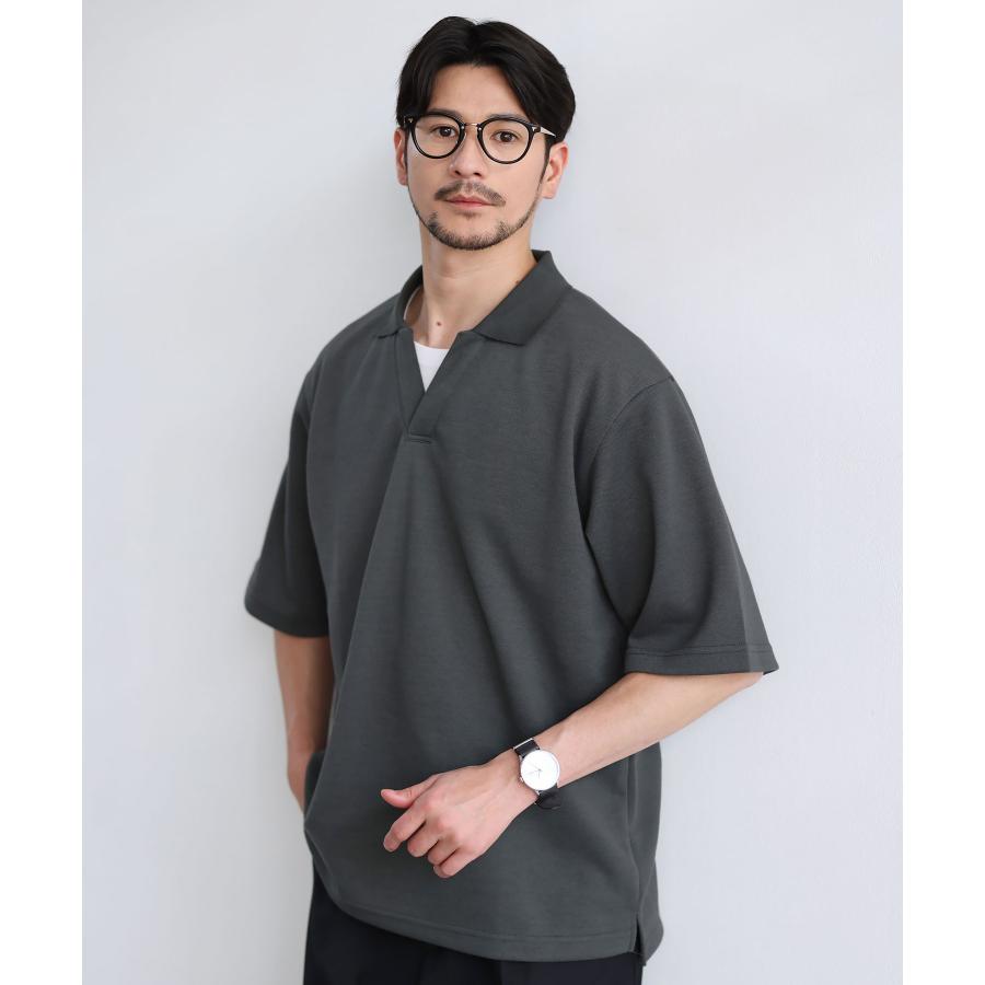 SPU（スプ） ポロシャツ トップス メンズ 夏 半袖 5分袖 スキッパー