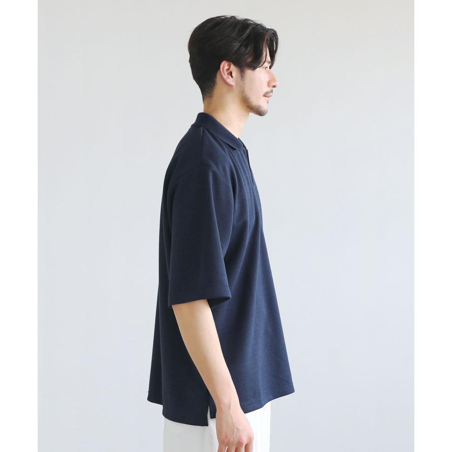 ポロシャツ トップス メンズ 夏 半袖 5分袖 スキッパー ゆったり 抗菌