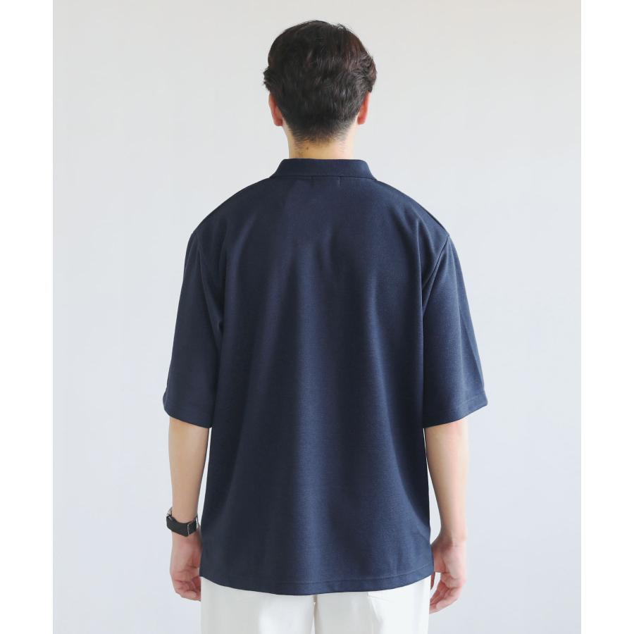 A.P.C. ネイビー ポロシャツ 濃紺 スキッパー L ポロシャツ トップス メンズ 夏 半袖 5分袖 スキッパー ゆったり 抗菌