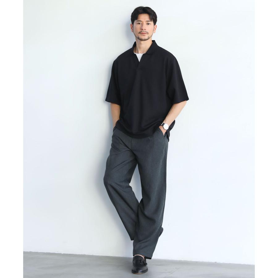 ポロシャツ トップス メンズ 夏 半袖 5分袖 スキッパー ゆったり 抗菌