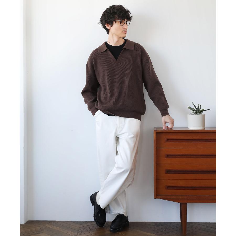 ニット スキッパーニット メンズ 長袖 ウォッシャブル 開襟 伸縮 ニット スキッパーニット メンズ 長袖 ウォッシャブル 開襟 伸縮